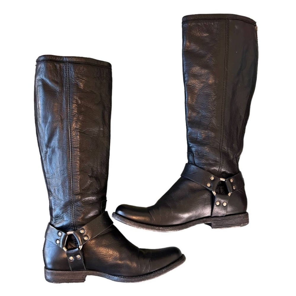 Size 8 Frye Signature Black Leather Riding Boots - Picture 6 of 14